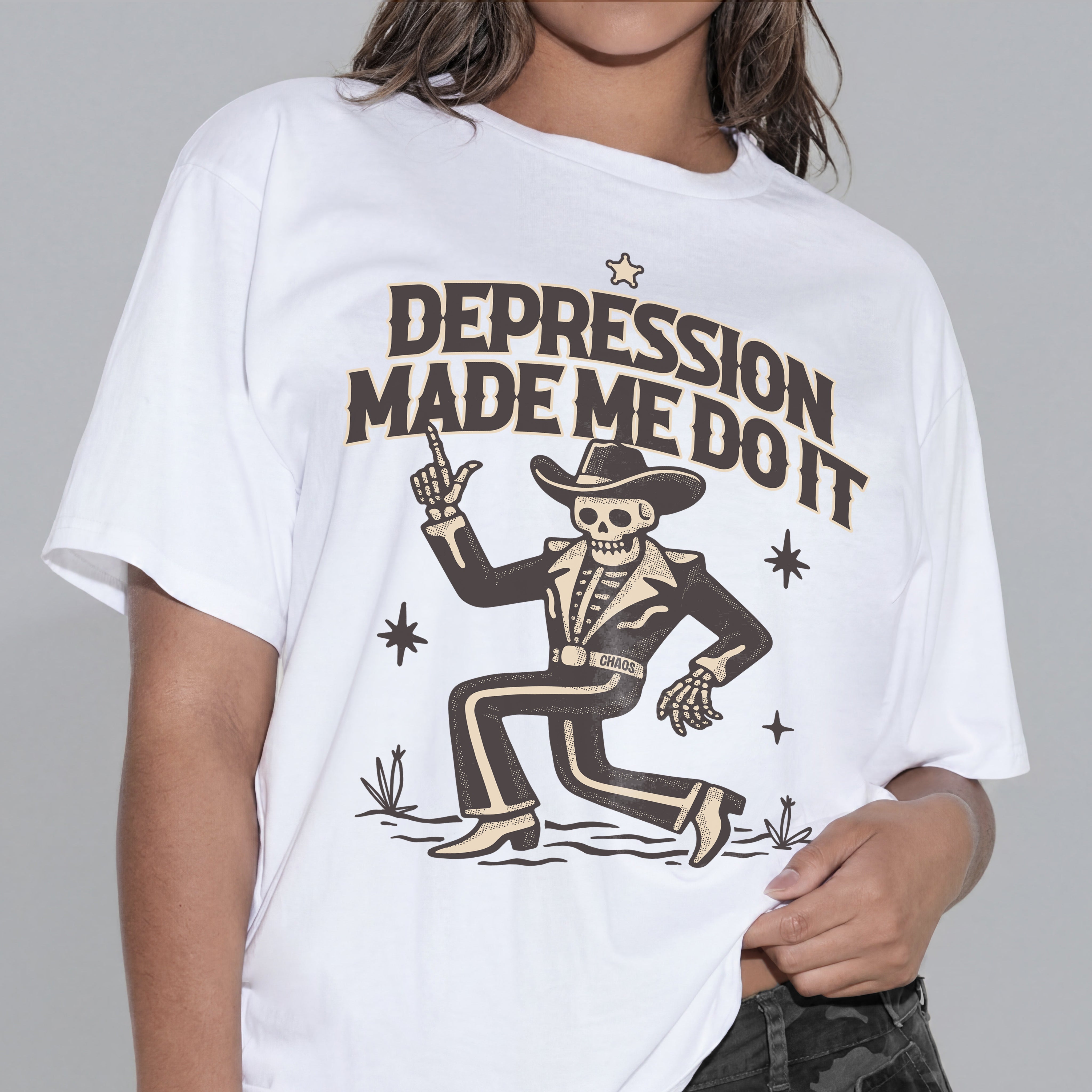 DEPRESSION MADE ME DO IT T-SHIRT