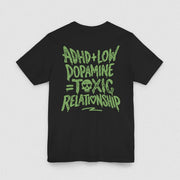 ADHD + LOW DOPAMINE TEE XS Black - Embrace The Chaos mental health humor apparel