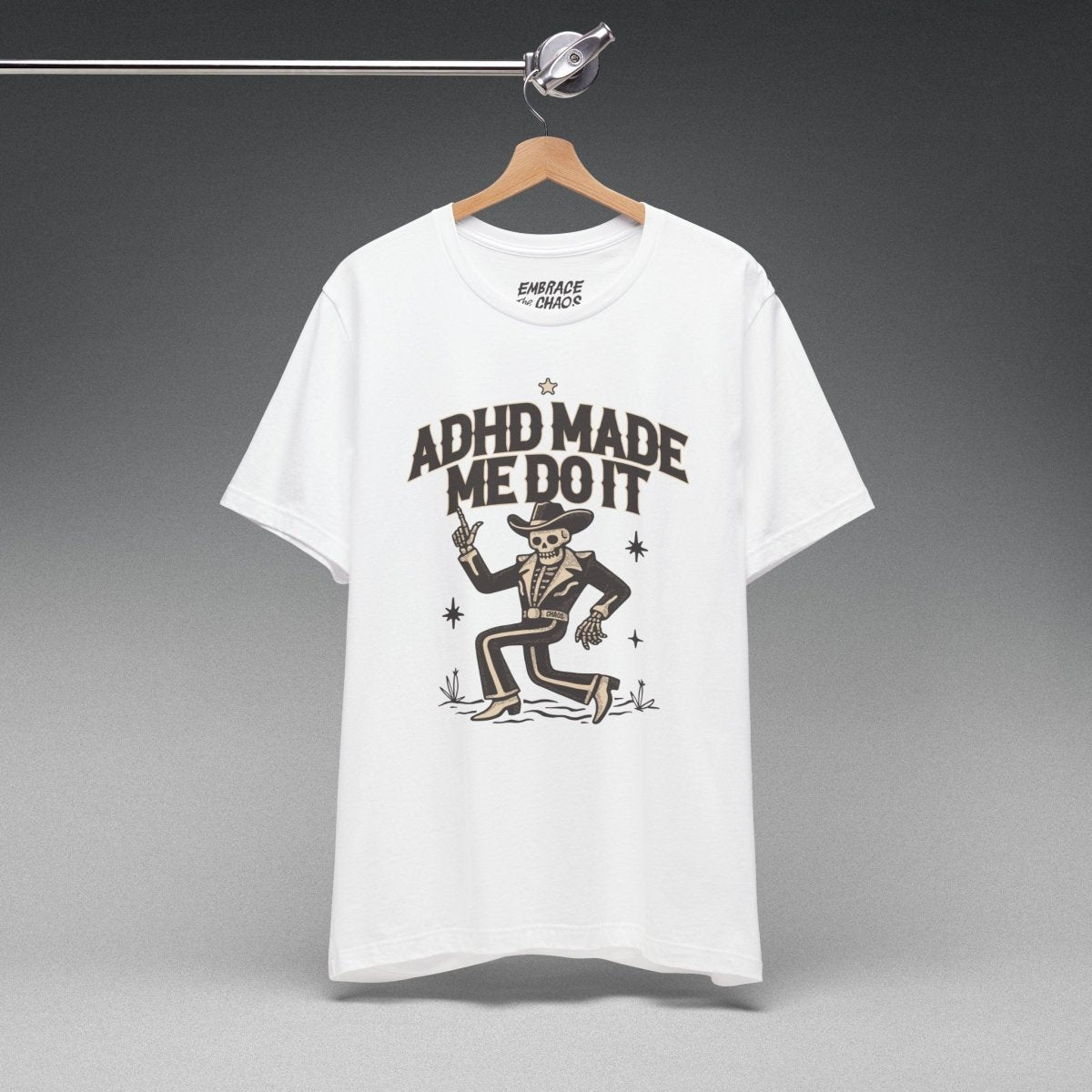ADHD MADE ME DO IT T-SHIRT XS Tan - Embrace The Chaos mental health humor apparel