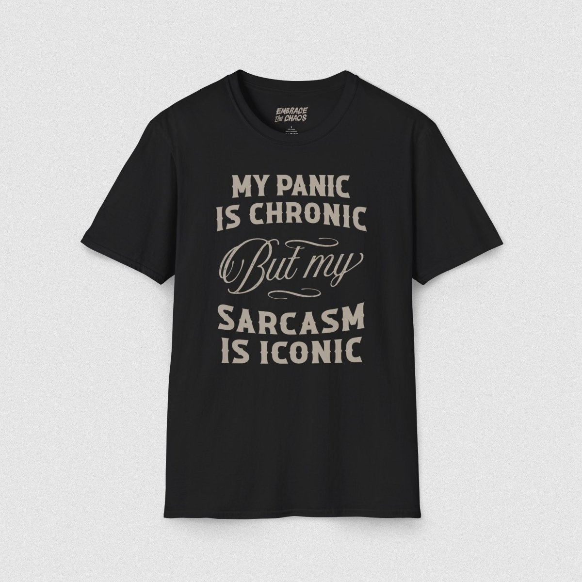 ANXIETY ✦ SARCASM IS ICONIC T - SHIRT Black XS - Embrace The Chaos mental health humor apparel