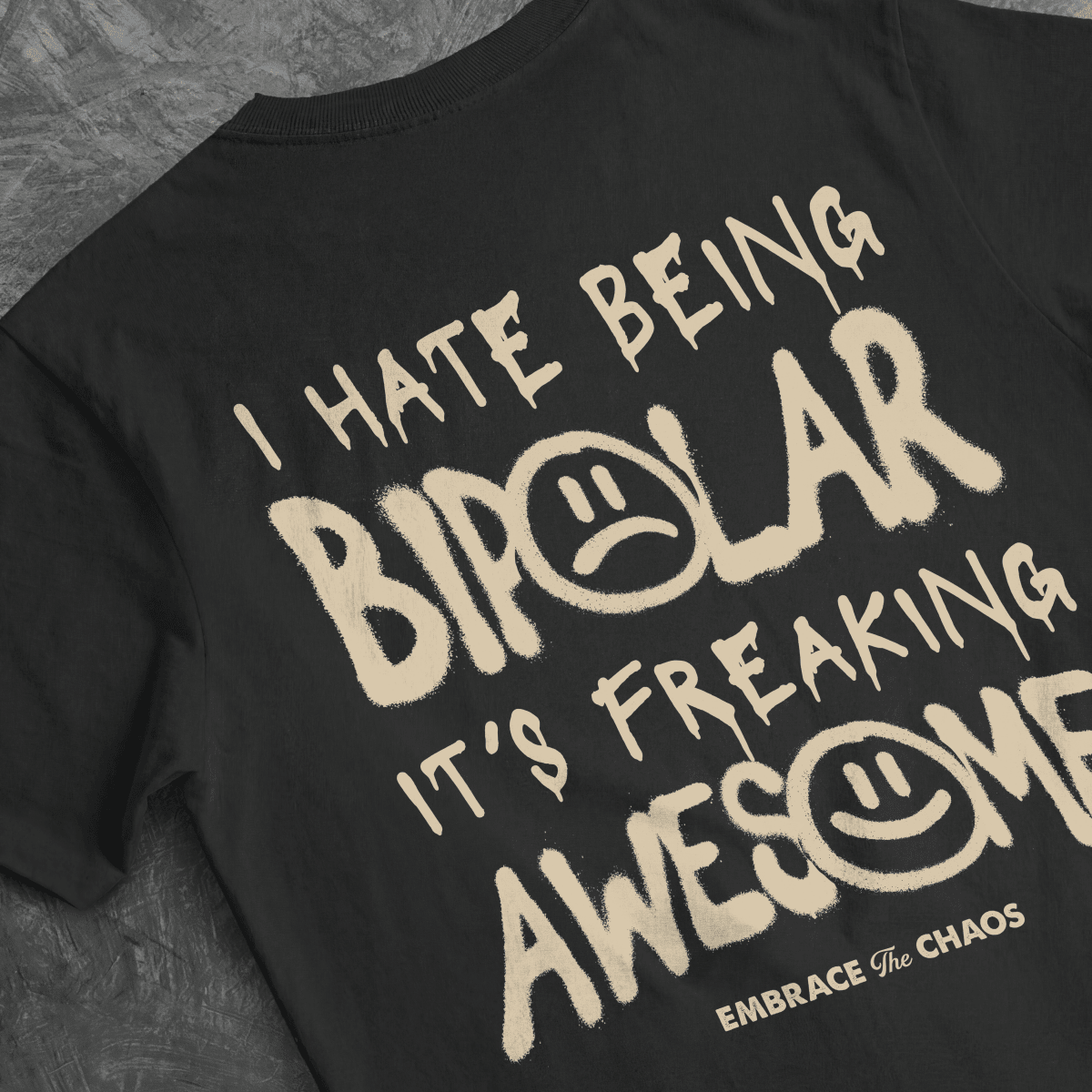 AWESOME BIPOLARITY T - SHIRT Graphite S - Embrace The Chaos mental health humor apparel