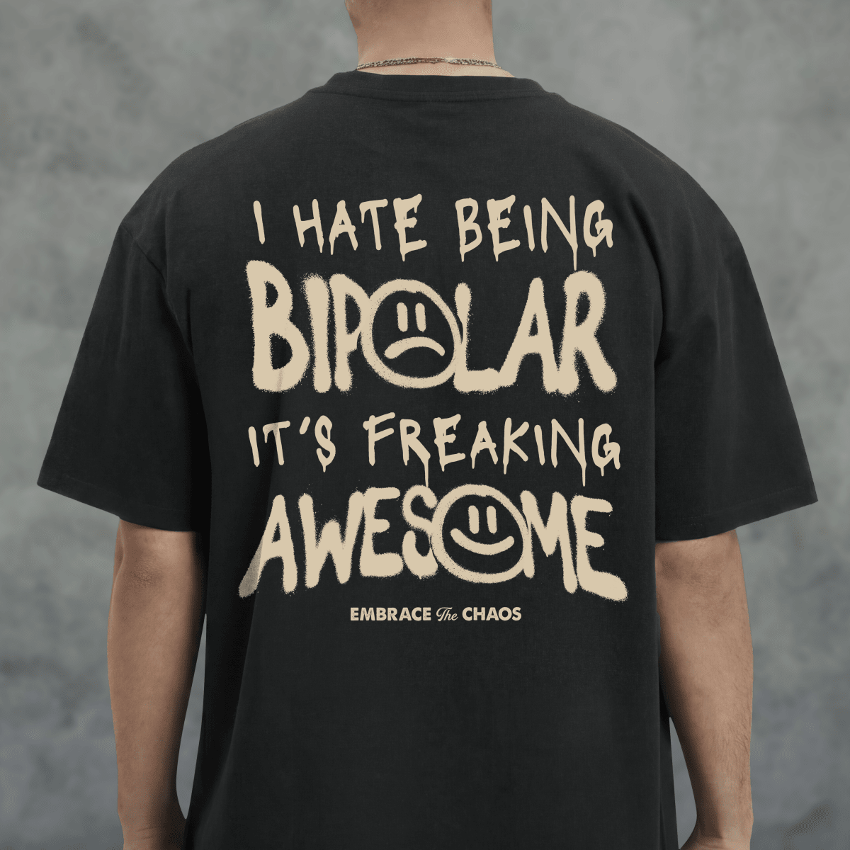 AWESOME BIPOLARITY T - SHIRT Black S - Embrace The Chaos mental health humor apparel