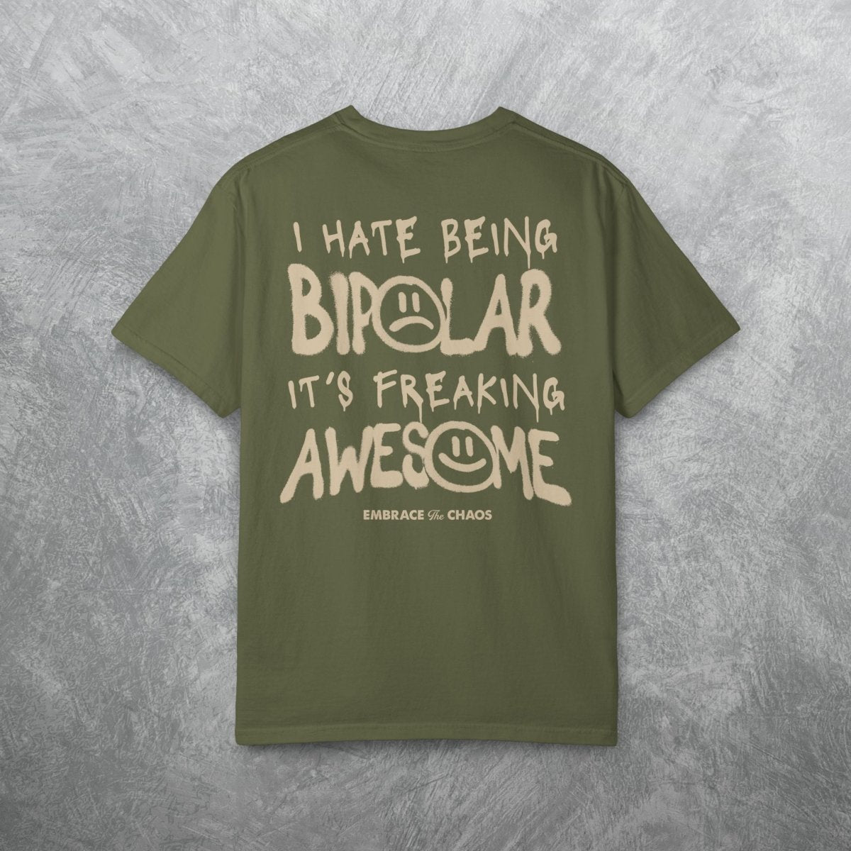 AWESOME BIPOLARITY T - SHIRT Hemp S - Embrace The Chaos mental health humor apparel