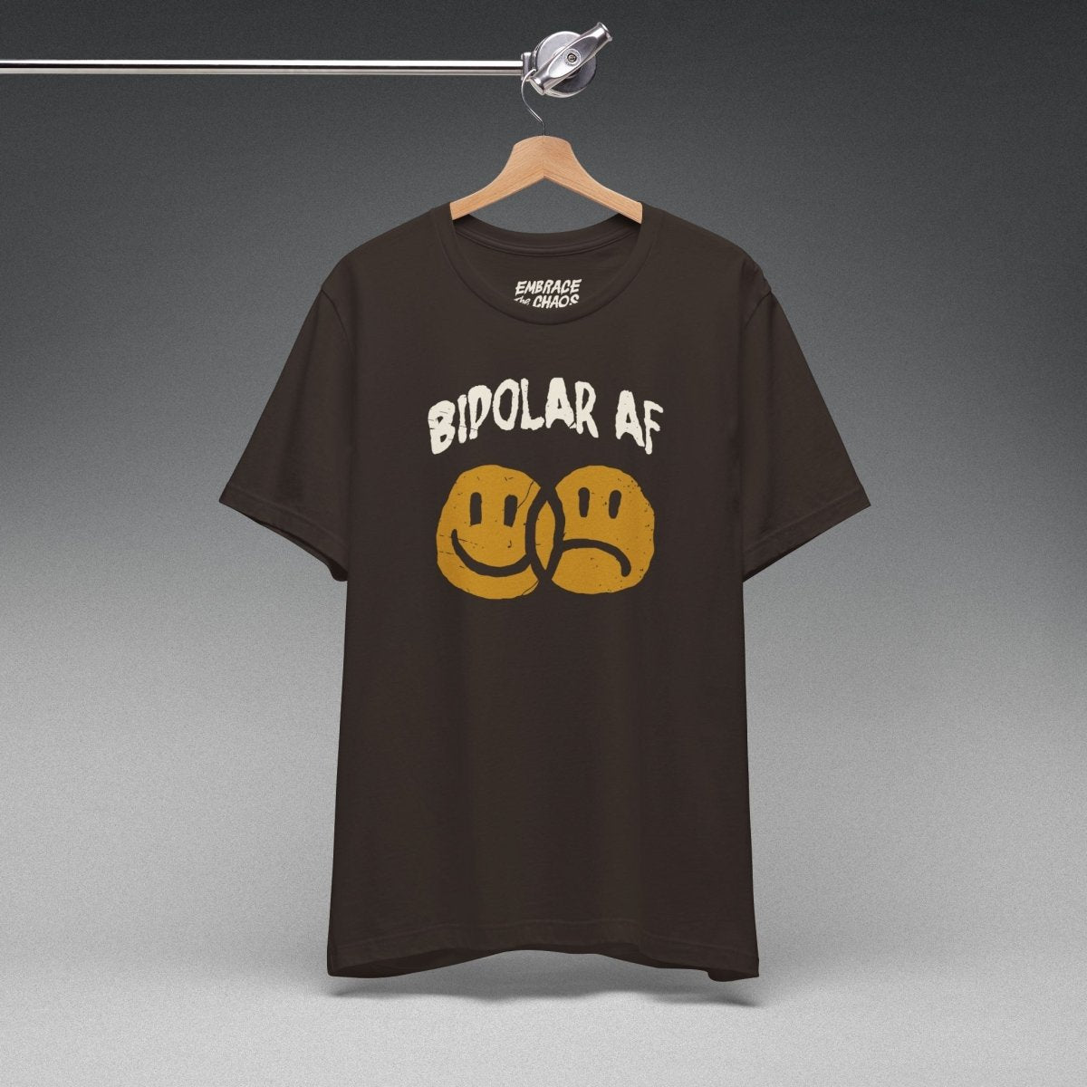 BIPOLAR AF T-SHIRT XS Brown - Embrace The Chaos mental health humor apparel