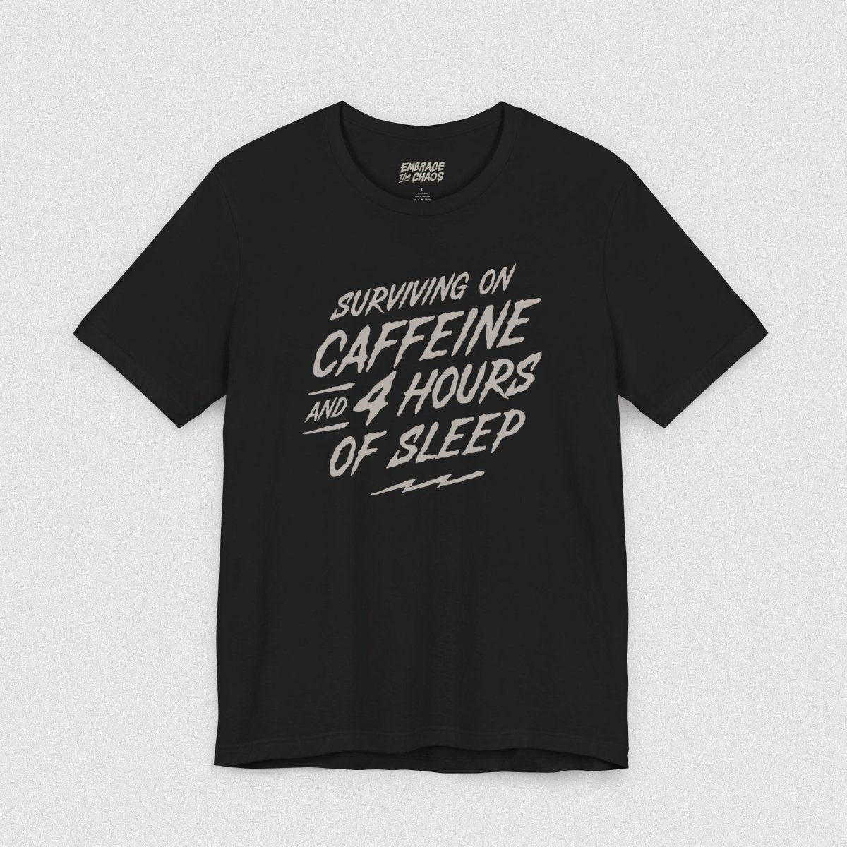 CAFFEINE & DELUSIONAL CONFIDENCE TEE XS Black - Embrace The Chaos mental health humor apparel
