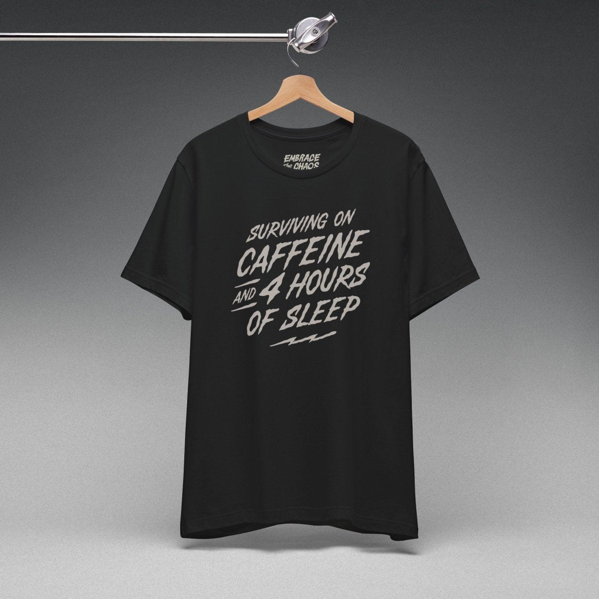 CAFFEINE & DELUSIONAL CONFIDENCE TEE XS Black - Embrace The Chaos mental health humor apparel