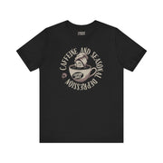 CAFFEINE & SEASONAL DEPRESSION TEE XS Black - Embrace The Chaos mental health humor apparel