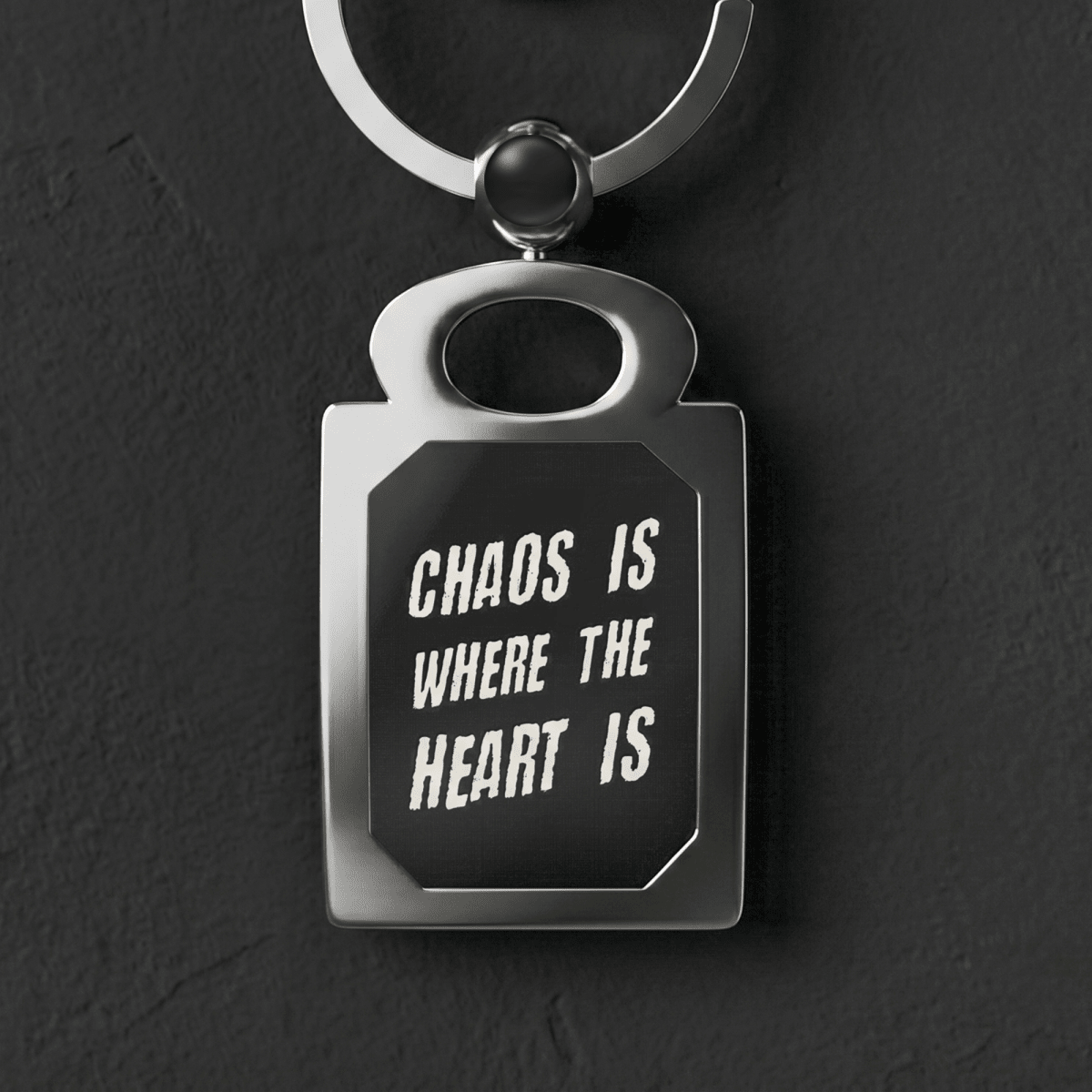CHAOS IS WHERE THE HEART IS KEYCHAIN One size Glossy - Embrace The Chaos mental health humor apparel