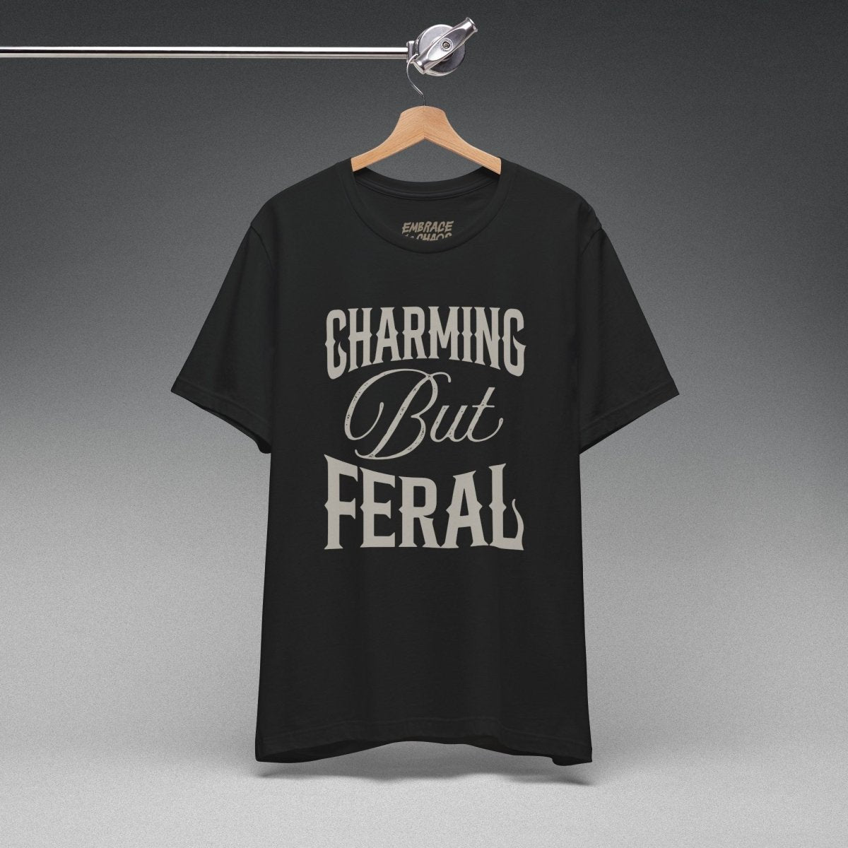 CHARMING BUT FERAL TEE XS Team Navy - Embrace The Chaos mental health humor apparel