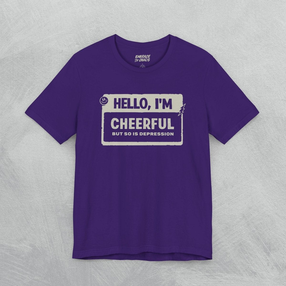 DEPRESSION ✦ HELLO I'M TEE XS Dark Olive - Embrace The Chaos mental health humor apparel