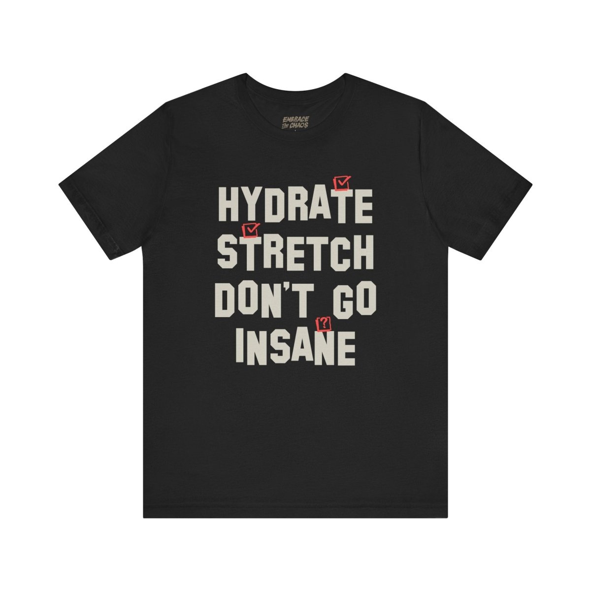 DON'T GO INSANE TEE XS Black - Embrace The Chaos mental health humor apparel