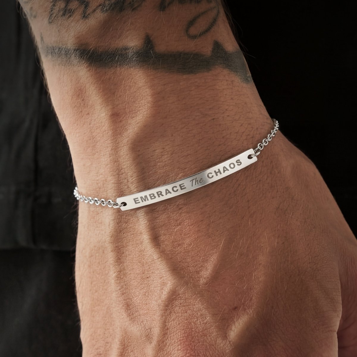 EMBRACE THE CHAOS ANKLET Stainless Steel One Size - Embrace The Chaos mental health humor apparel