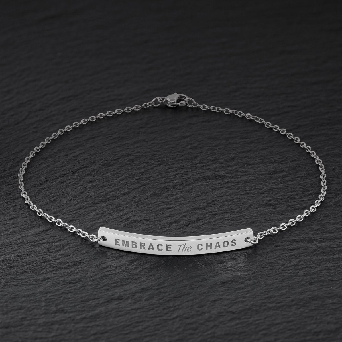 EMBRACE THE CHAOS ANKLET Stainless Steel One Size - Embrace The Chaos mental health humor apparel