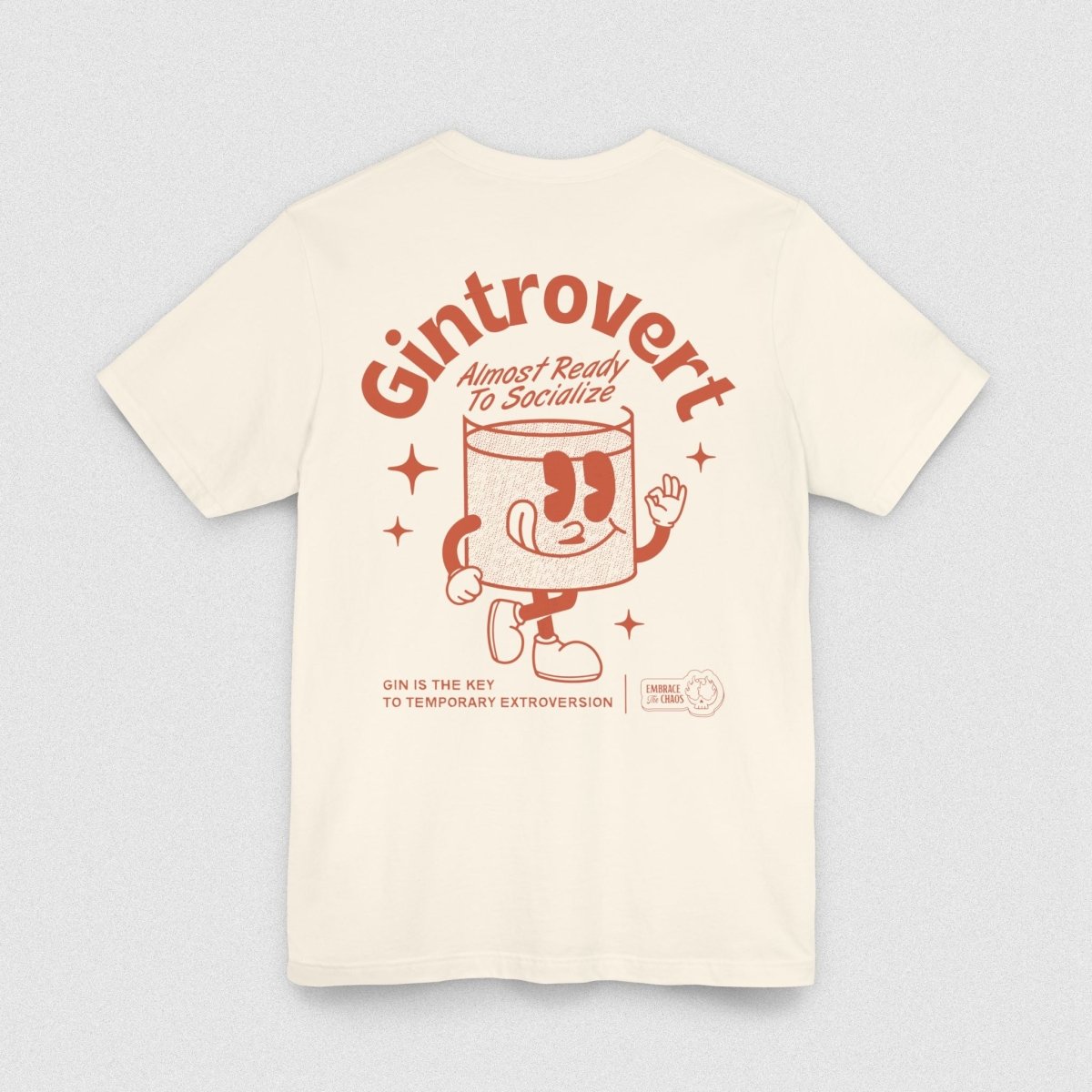 GINTROVERT TEE XS Natural - Embrace The Chaos mental health humor apparel