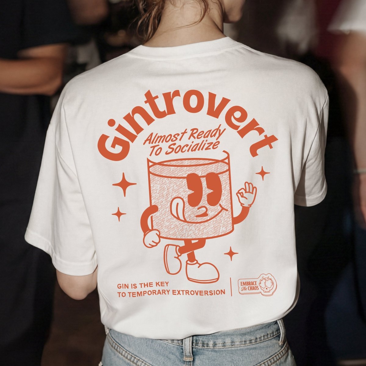 GINTROVERT TEE XS White - Embrace The Chaos mental health humor apparel