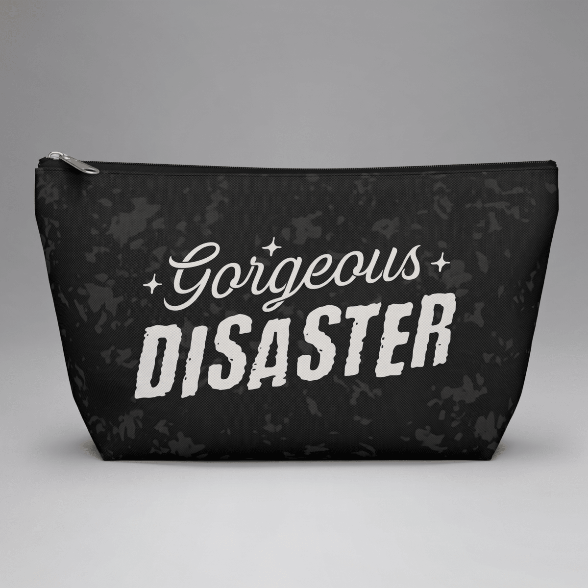 GORGEOUS DISASTER POUCH Small Black zipper - Embrace The Chaos mental health humor apparel