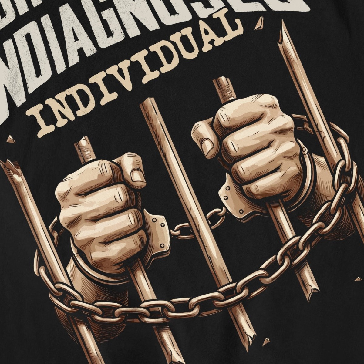 HIGHLY CAGED UNDIAGNOSED INDIVIDUAL T - SHIRT Black S - Embrace The Chaos mental health humor apparel
