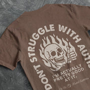 I DONT STRUGGLE WITH AUTISM TEE Espresso S - Embrace The Chaos mental health humor apparel