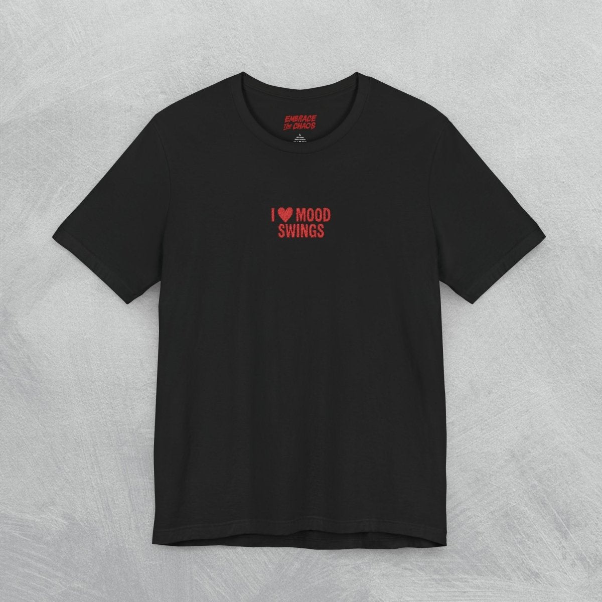 I HEART MOOD SWINGS EMBROIDED TEE Tan XS - Embrace The Chaos mental health humor apparel