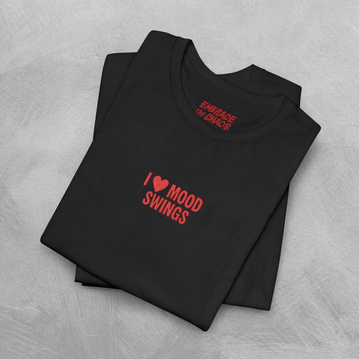 I HEART MOOD SWINGS EMBROIDED TEE Tan XS - Embrace The Chaos mental health humor apparel