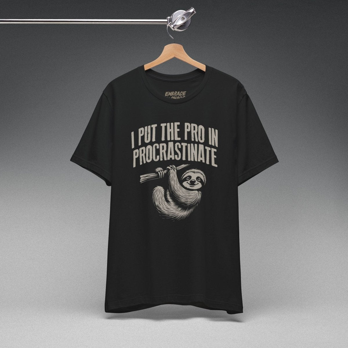 I PUT PRO IN PROCRASTINATE TEE XS Dark Olive - Embrace The Chaos mental health humor apparel