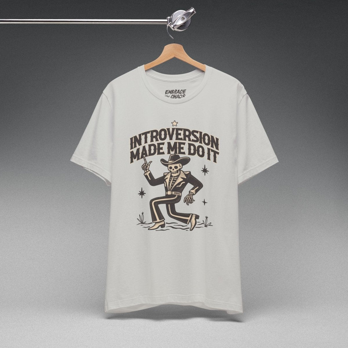 INTROVERSION MADE ME DO IT T-SHIRT XS Silver - Embrace The Chaos mental health humor apparel