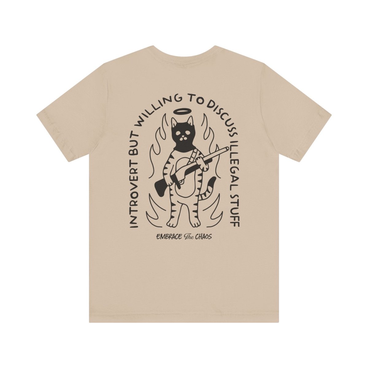 INTROVERT BUT... T-SHIRT XS Tan - Embrace The Chaos mental health humor apparel