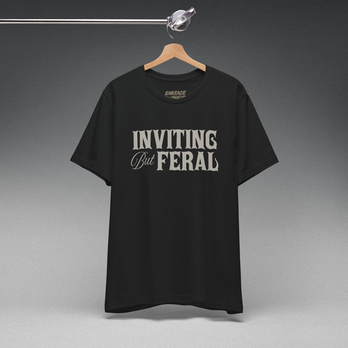 INVITING BUT FERAL TEE XS Team Navy - Embrace The Chaos mental health humor apparel