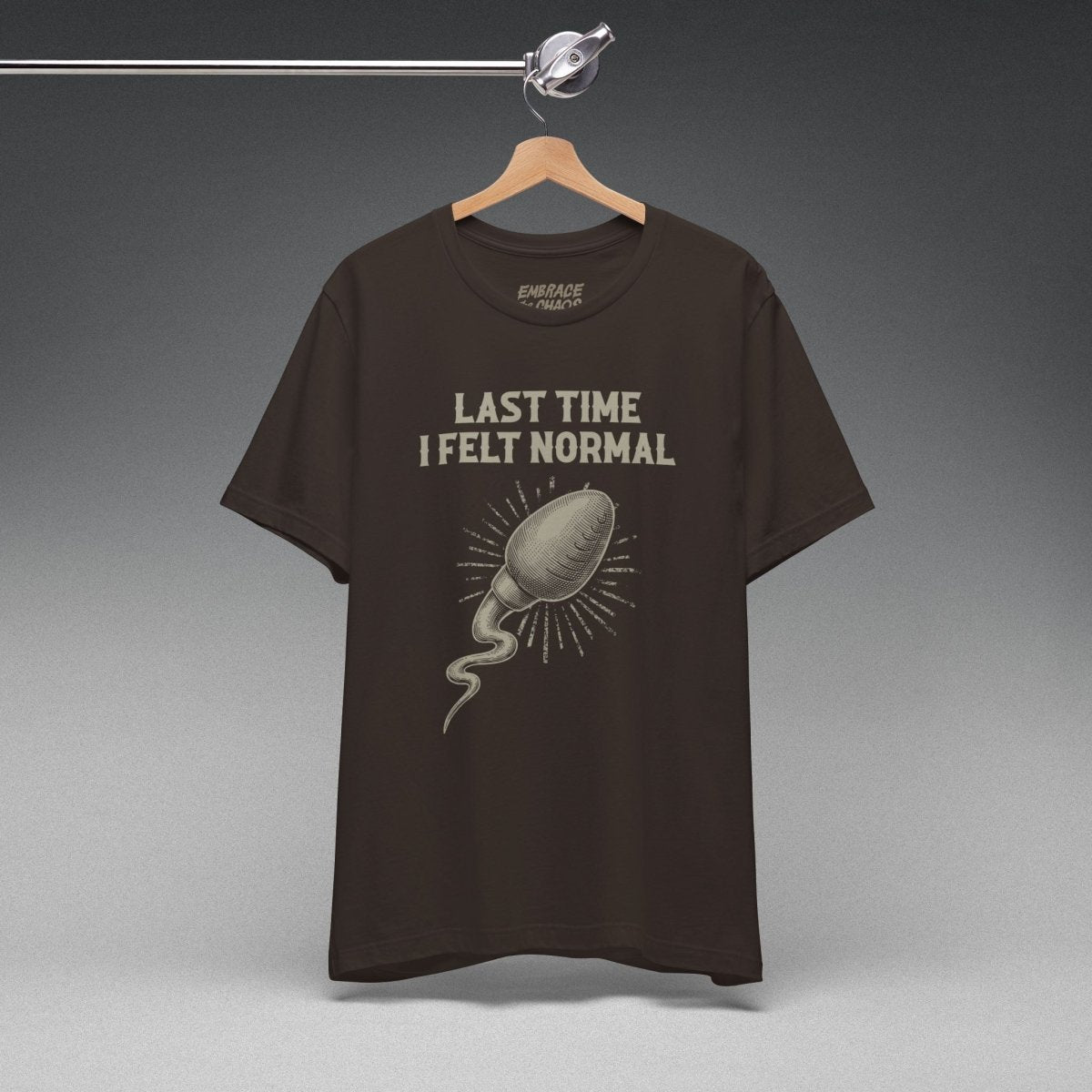 LAST TIME I FELT NORMAL TEE XS Brown - Embrace The Chaos mental health humor apparel