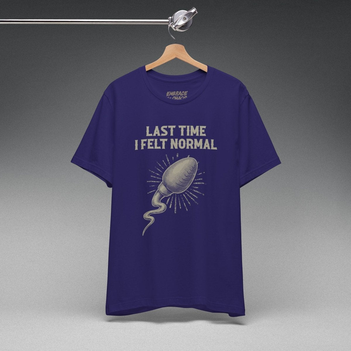 LAST TIME I FELT NORMAL TEE XS Team Navy - Embrace The Chaos mental health humor apparel