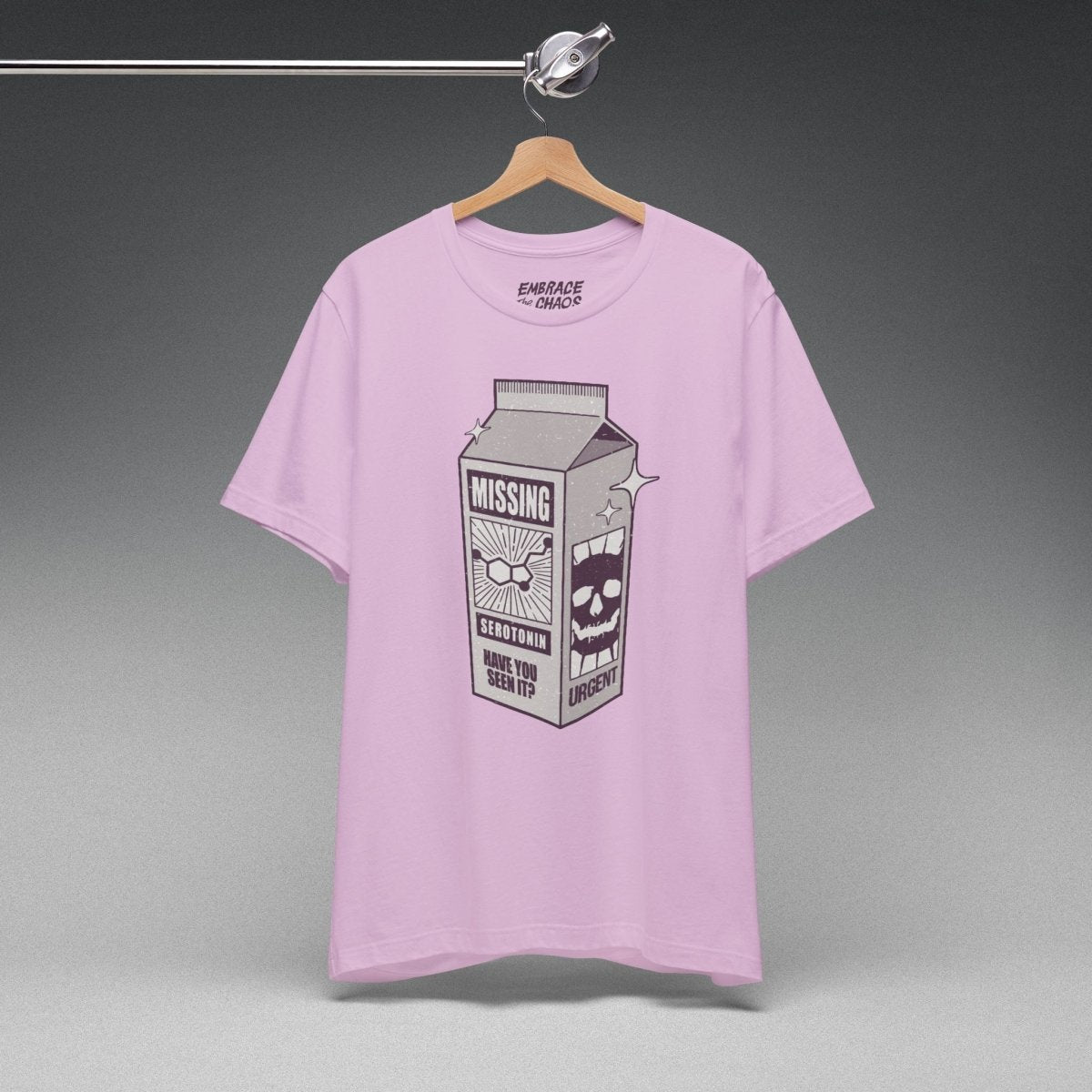 MISSING SEROTONIN T-SHIRT XS Lilac - Embrace The Chaos mental health humor apparel