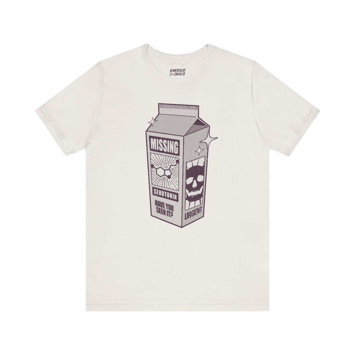 MISSING SEROTONIN T-SHIRT XS Vintage White - Embrace The Chaos mental health humor apparel
