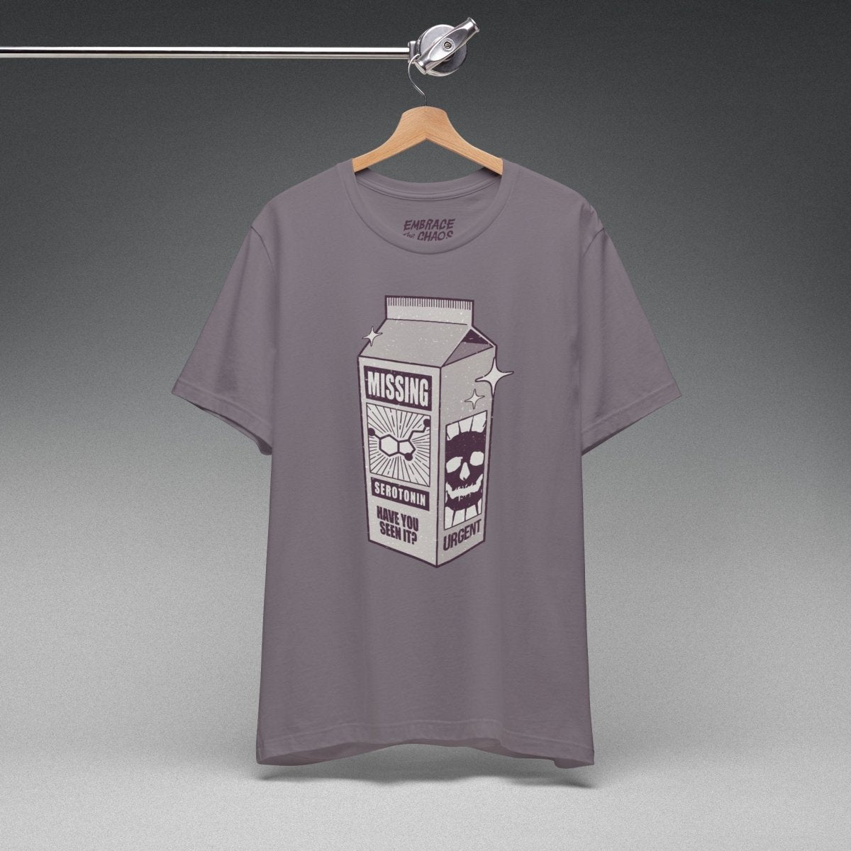 MISSING SEROTONIN T-SHIRT XS Storm - Embrace The Chaos mental health humor apparel