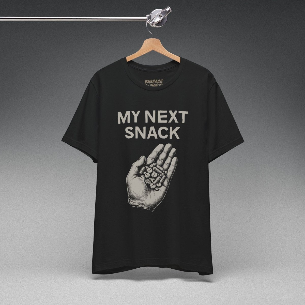 MY NEXT SNACK T-SHIRT XS Team Navy - Embrace The Chaos mental health humor apparel
