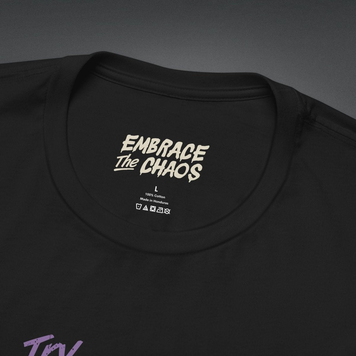 OPTIMISTIC NIHILISM T-SHIRT XS Team Purple - Embrace The Chaos mental health humor apparel
