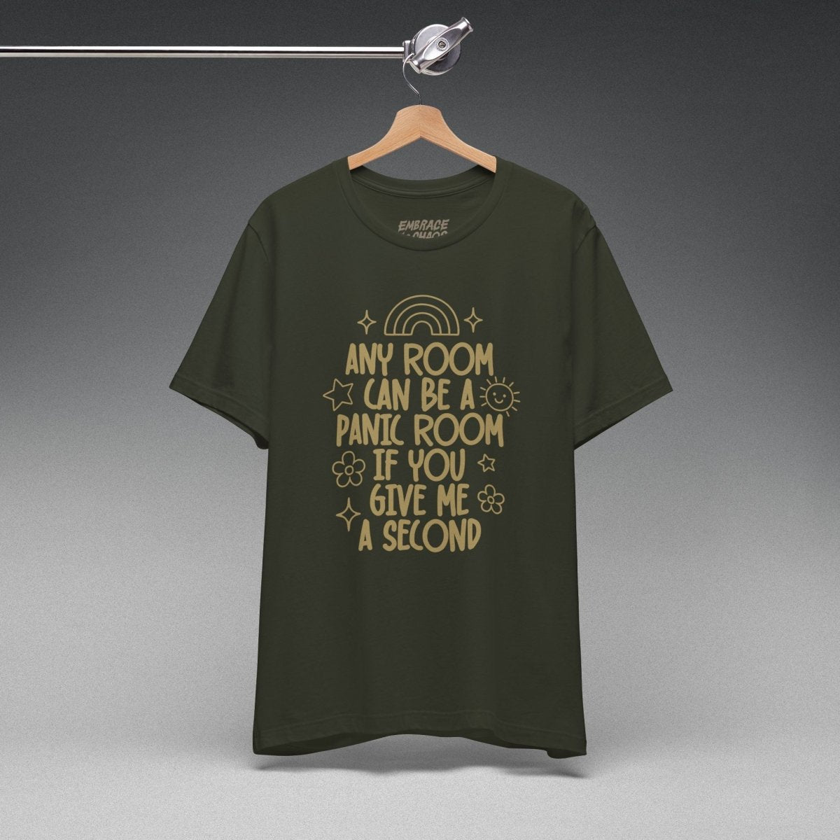 PANIC ROOM TEE XS Team Purple - Embrace The Chaos mental health humor apparel