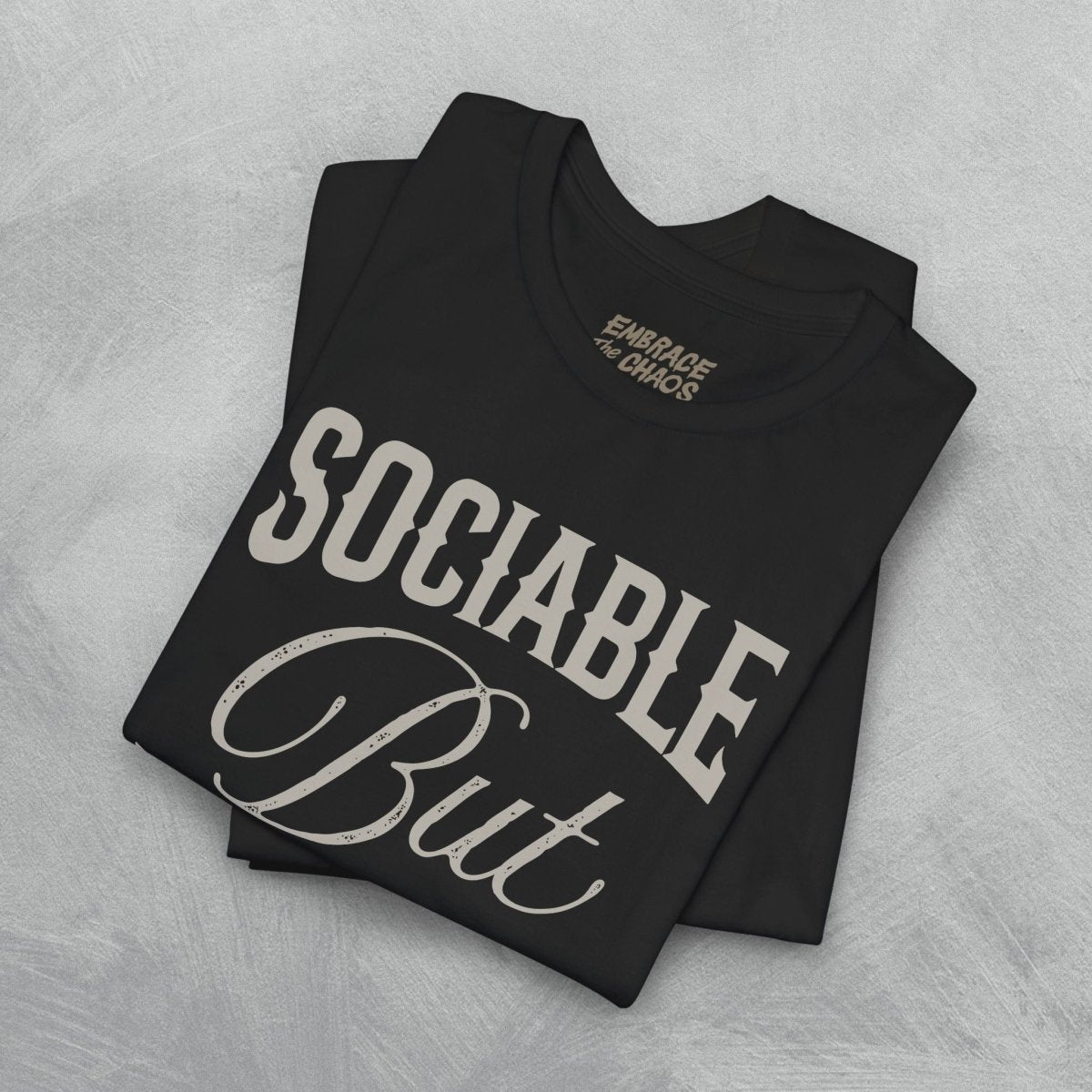 SOCIABLE BUT FERAL TEE XS Team Navy - Embrace The Chaos mental health humor apparel