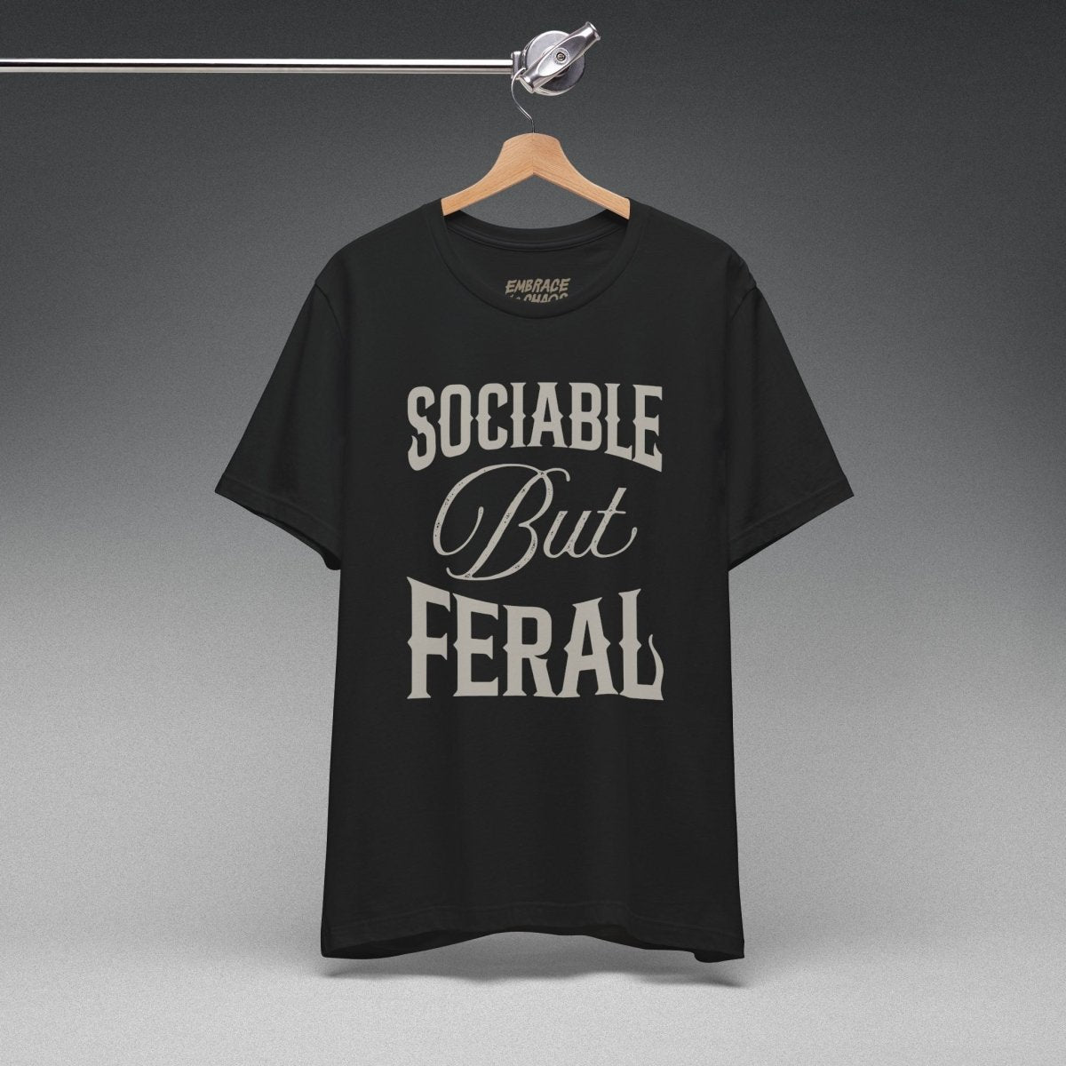 SOCIABLE BUT FERAL TEE XS Team Navy - Embrace The Chaos mental health humor apparel