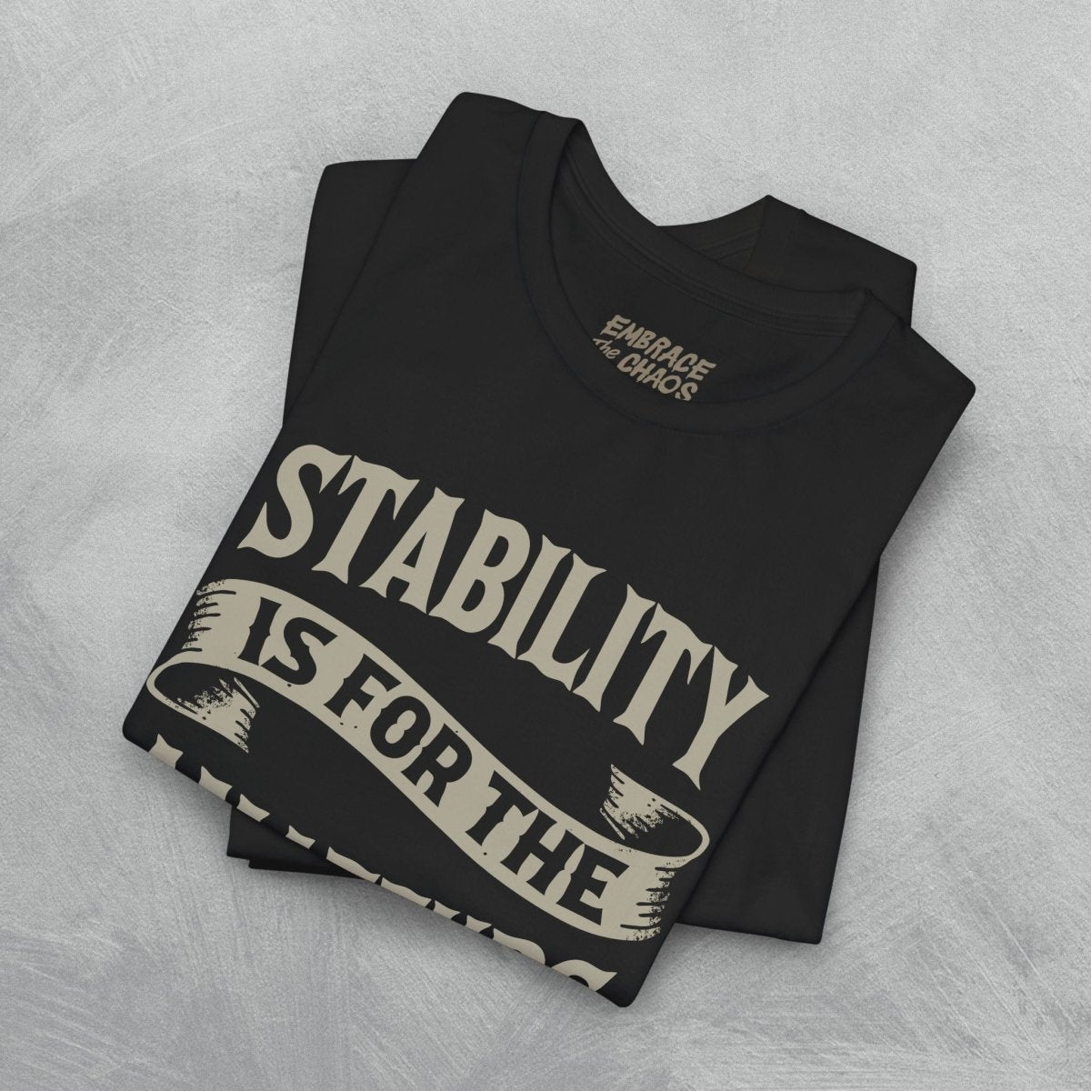 STABILITY IS FOR THE AMATEURS TEE XS Team Navy - Embrace The Chaos mental health humor apparel