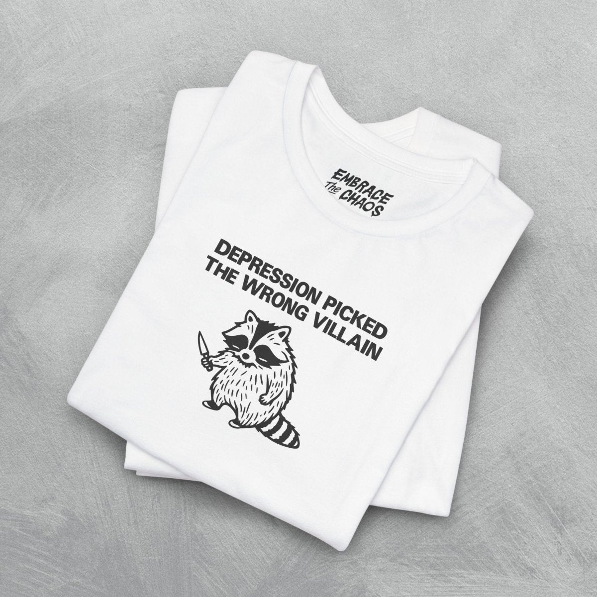 THE WRONG VILLAIN TEE XS White - Embrace The Chaos mental health humor apparel