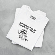 THE WRONG VILLAIN TEE XS White - Embrace The Chaos mental health humor apparel