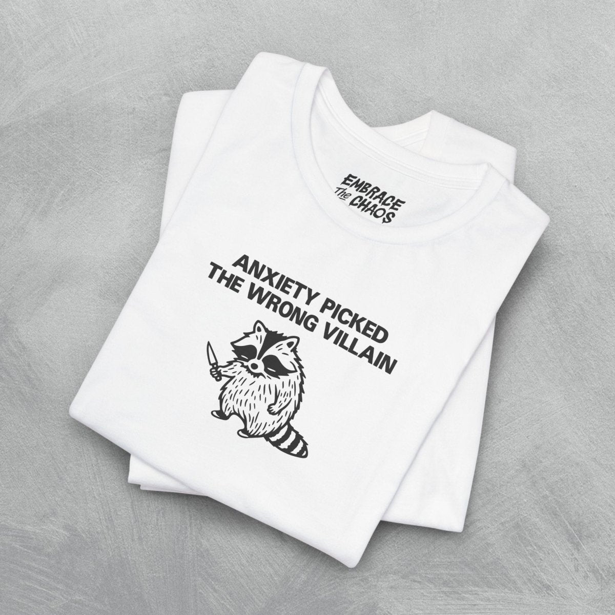 THE WRONG VILLAIN TEE XS White - Embrace The Chaos mental health humor apparel