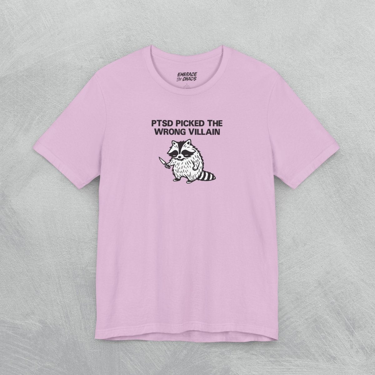 THE WRONG VILLAIN TEE XS Lilac - Embrace The Chaos mental health humor apparel
