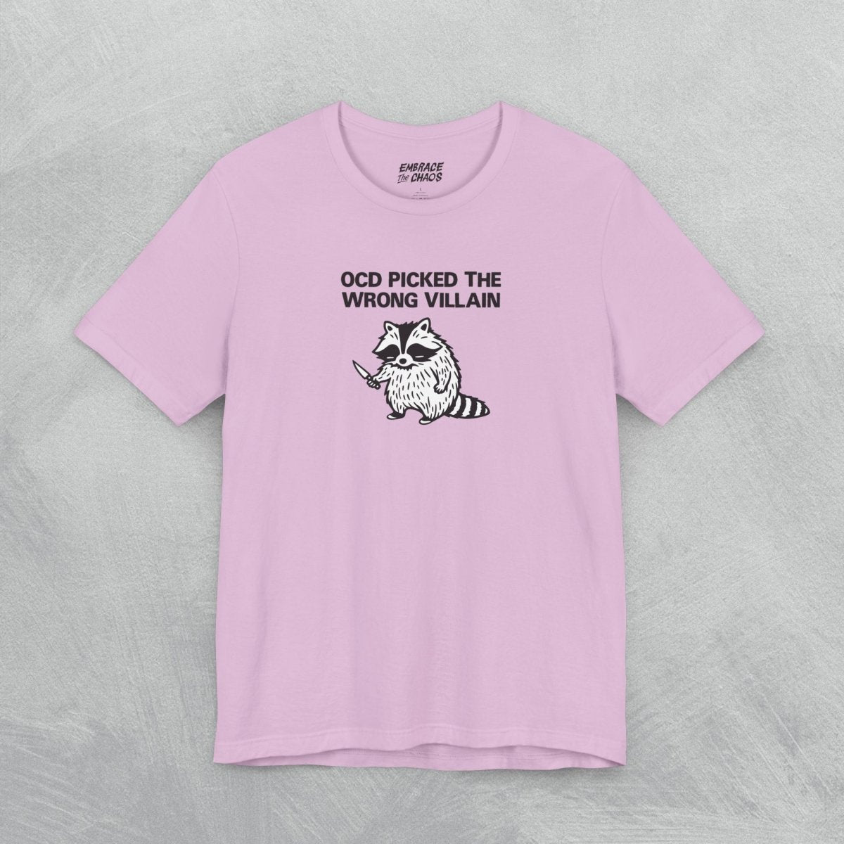 THE WRONG VILLAIN TEE XS Lilac - Embrace The Chaos mental health humor apparel