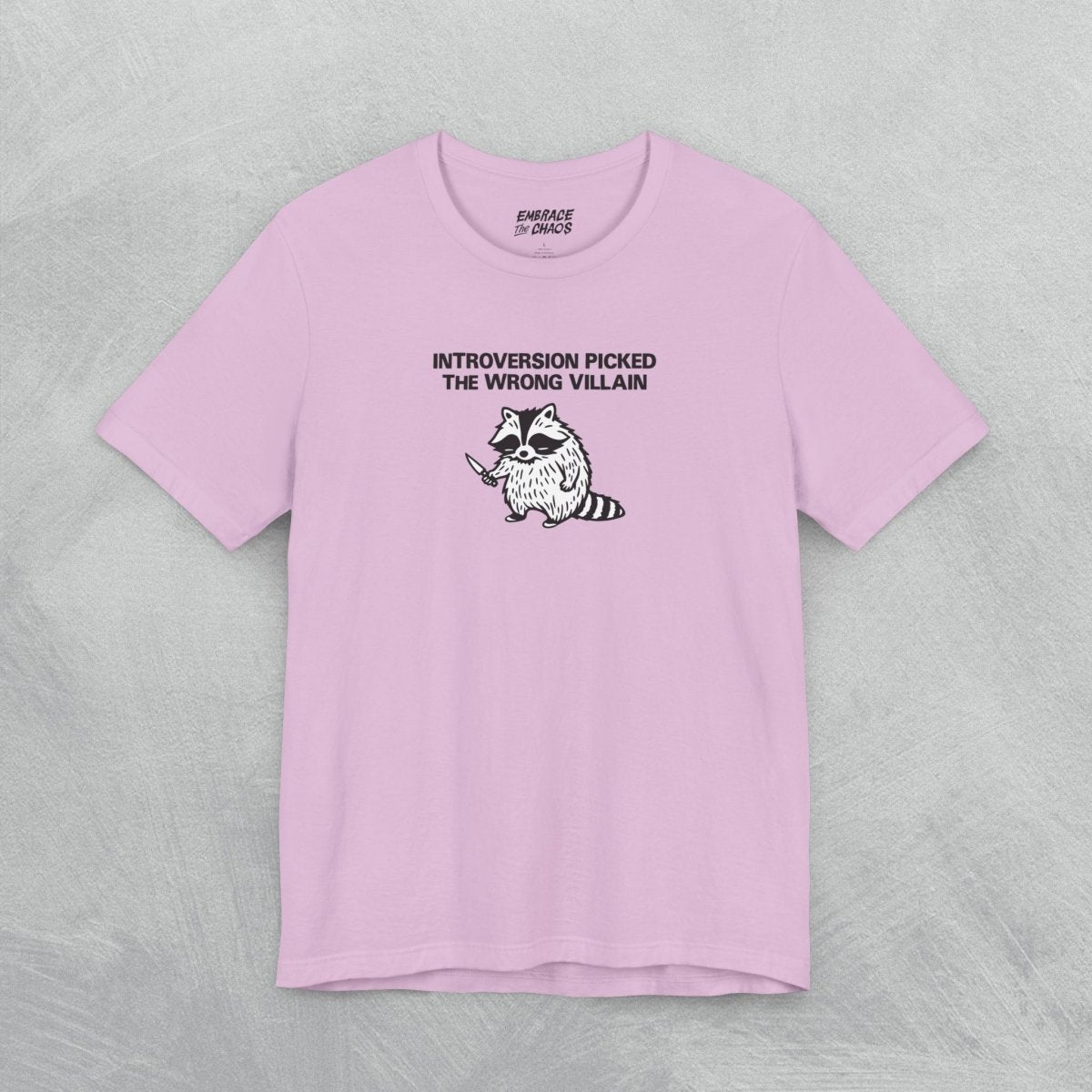 THE WRONG VILLAIN TEE XS Lilac - Embrace The Chaos mental health humor apparel