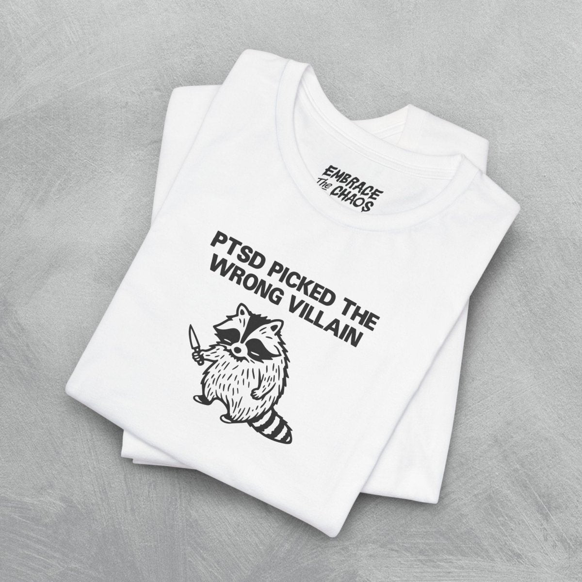 THE WRONG VILLAIN TEE XS White - Embrace The Chaos mental health humor apparel