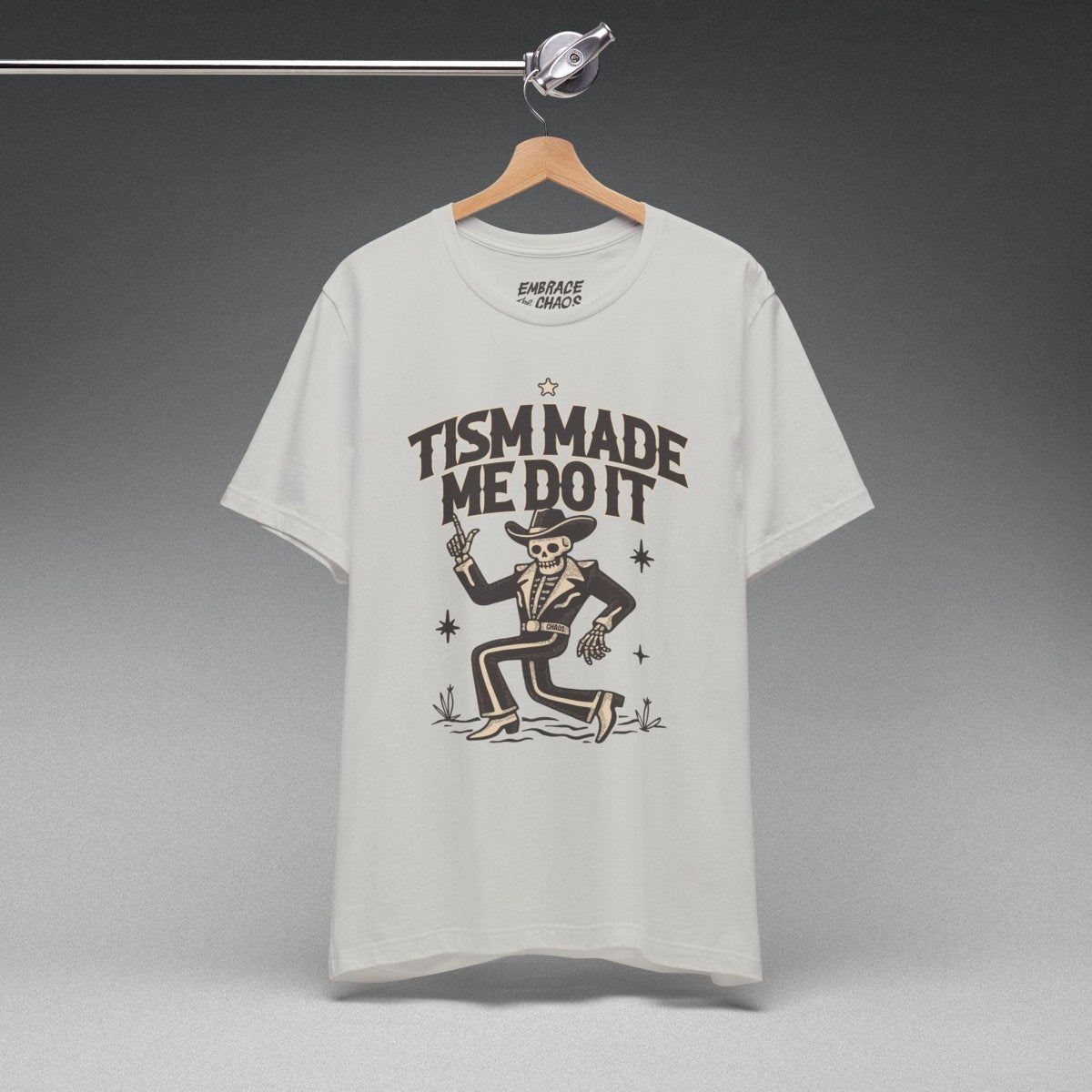 'TISM MADE ME DO IT T-SHIRT XS Silver - Embrace The Chaos mental health humor apparel