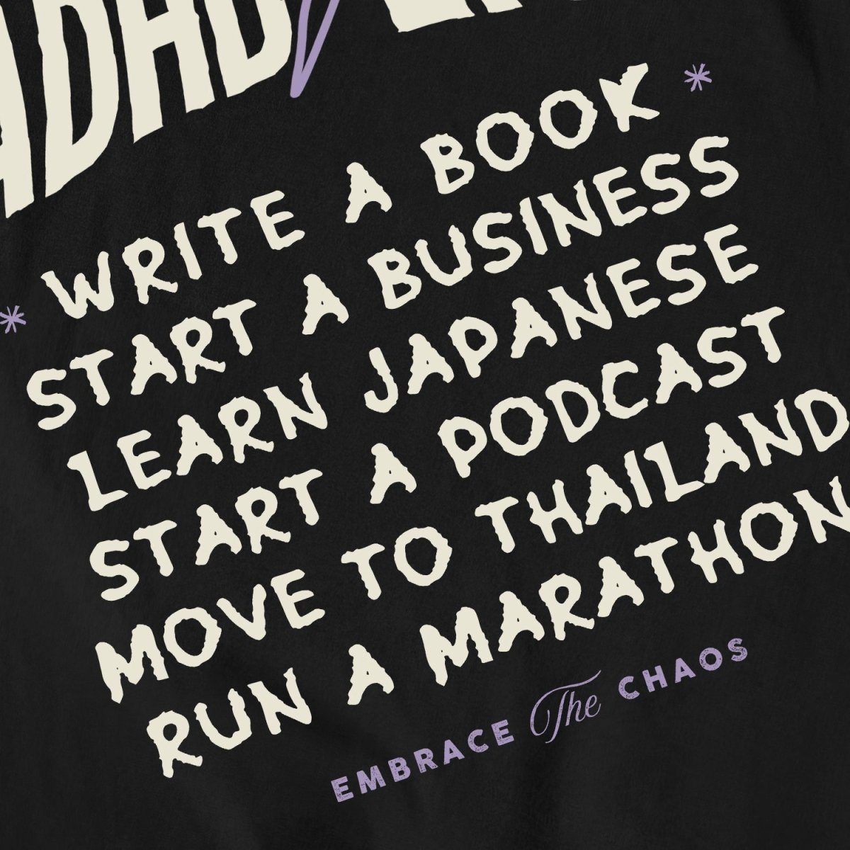 ULTIMATE UNMEDICATED ADHD BUCKETLIST TEE Black S - Embrace The Chaos mental health humor apparel