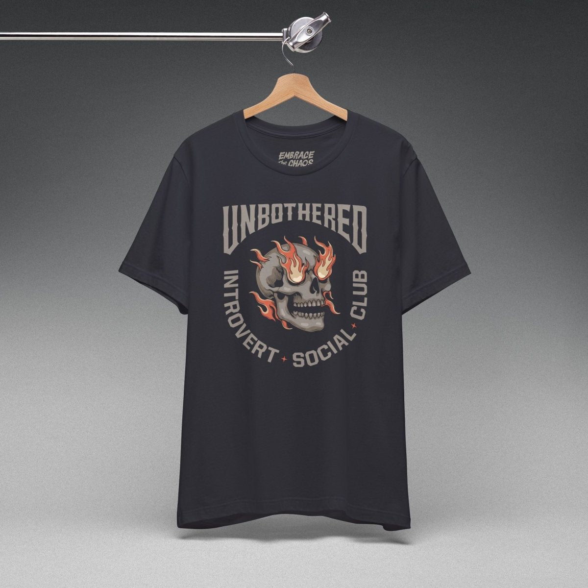 UNBOTHERED SOCIAL CLUB T-SHIRT XS Dark Grey - Embrace The Chaos mental health humor apparel