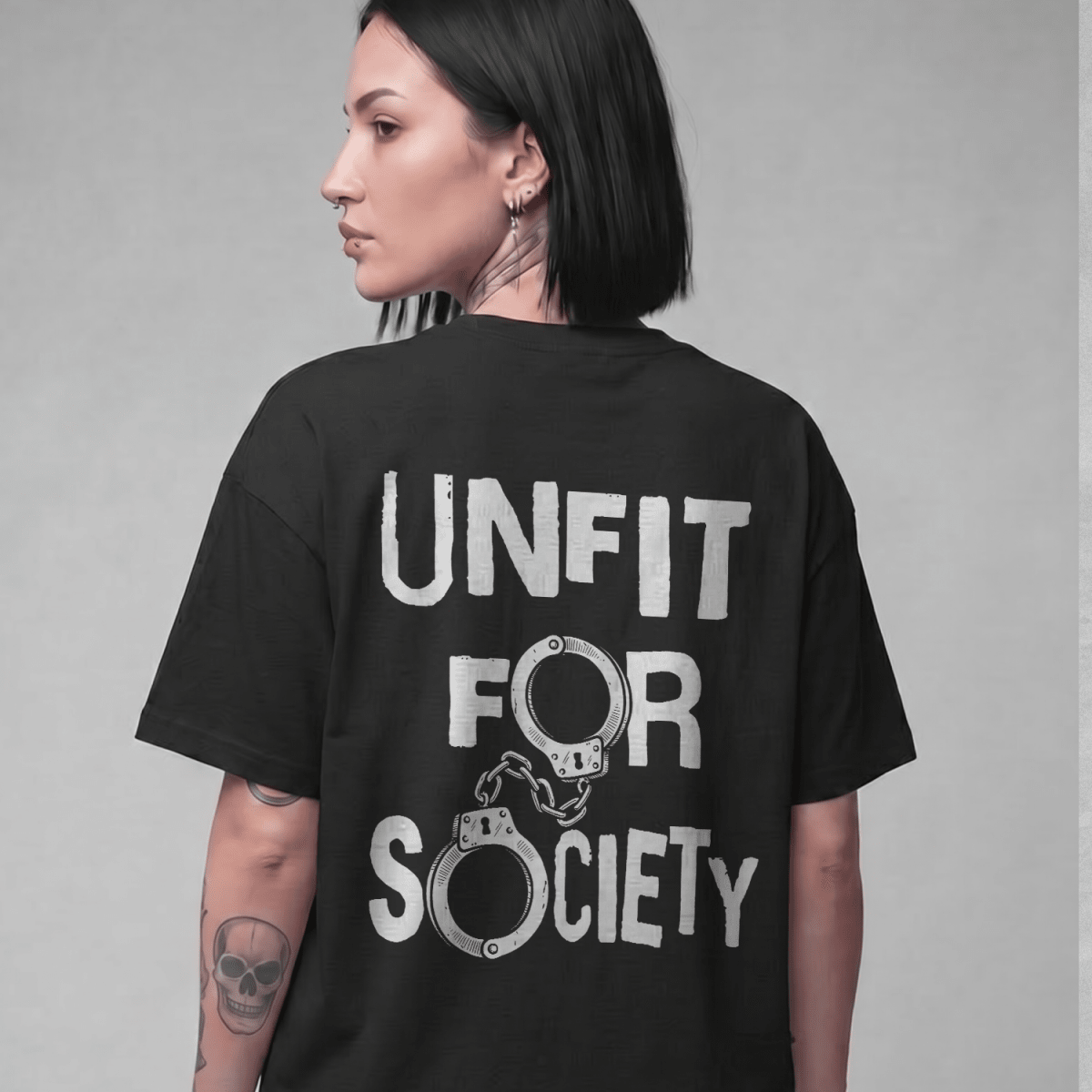 UNFIT FOR SOCIETY T - SHIRT Black S - Embrace The Chaos mental health humor apparel